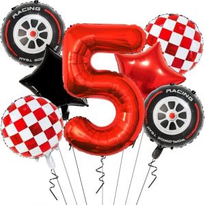 Balloon Anniversaire Voiture 5 Ans,Ballons de Course pour Voiture,Deco Anniversaire Cars 5 Ans,ballon Anniversaire 5Ans,Kit ballons Anniversaire 5Ans,Décoration d'Anniversaire Ballon pour Enfant (LIEYUEYU LIMITED, neuf)