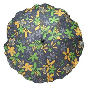 Parapluie universel pour poussette et poussette de sport - Avec support universel - Protection UV 50+ - Fleurs jaunes (Babylandia, neuf)