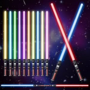 OSDUE Sabre Laser, Lightsaber 12 Couleurs Sabre Lumineux Epées Laser à LED avec Son Costume d'halloween Articles de Fête Cadeaux Combattants et Guerriers de la Galaxie Jouet de Cosplay (PLUM-MARKETING, neuf)