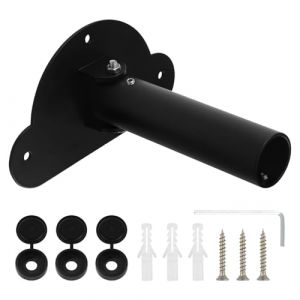 UFURMATE Support de tringle de rideau de douche r&eacute;glable 1 pack Alliage d'aluminium Tringle de rideau de douche Flange pivotant unique Support de tringle de penderie robuste avec vis (Noir) (UFURMATE FR, neuf)