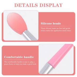 ULTECHNOVO 2 ensembles Lot de Kits Pinceaux Lèvres Silicone Applicateurs Lavables pour Maquillage Précis avec Manche Blanc et Rose Accessoires Cosmétiques pour Rouge à Lèvres (Chad Bi, neuf)