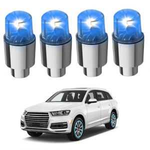 Bouchons de soupape de Pneu s'allument, 4 PCS Lights Wheel Lights &eacute;tanche d&eacute;coratif LED LED Valve Pneu Cape Tige Tige pour Voitures Accessoires Camion, Bleu, Accessoires voitur (yunchengshiyanhuquxiongxueshangmaoyouxiangongsi, neuf)