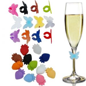 24 Pièces Marque Verre à vin,Marqueur Silicone De Verre,Marqueurs de verres à vin réutilisables Marqueurs,Marqueurs Colorés pour Verres à Vin,pour Verre à Champagne, Verre à Cocktail,Style 2 (wuhanshichenlingyanshangmaoyouxiangongsi, neuf)