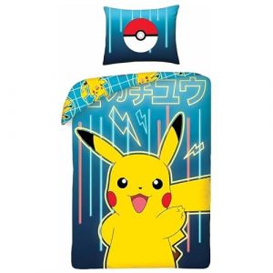 Parure de Lit Pokémon, Housse de Couette Réversible 140x200 cm, Taie d'oreiller 65x65 cm (Parure de lit Pokémon) (LICENCE UNVER, neuf)