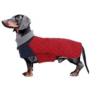 Geyecete Chien Manteau d'hiver pour Teckel Imperméable Pull pour Teckel Miniature avec Trou pour Harnais,Pulls à col Haut Veste pour Chien,Teckel Gilet pour Petits Chiens-Rouge-XL (PetHuiy, neuf)