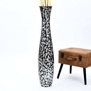 Leewadee Grand Vase A Poser Au Sol pour Branches Décoratives De Pampa, Vase en Bois De Manguier, 110 cm, Noir Argentin (Leewadee, neuf)