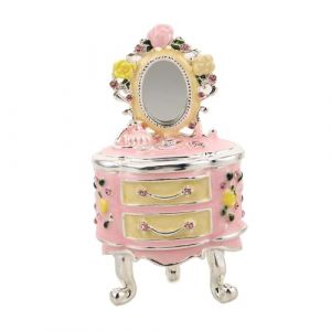 FIXOSHEE Bo&icirc;te &agrave; Bijoux Traditionnelle M&eacute;tal &Eacute;maill&eacute; avec Miroir Organisateur Compact pour Anneaux et Boucles Doreilles Coffret D&eacute;coratif pour Bijoux et Accessoires Cr&eacute;atif pour Mariage et (Jiingsq, neuf)