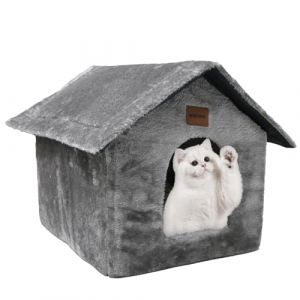 Whiwhi Niche pour Chat d’intérieur avec Coussin en Peluche Maison de Chat Abri Chaud et Confortable Lit pour Chat Panier pour Chat avec Fond Antidérapant 40x35x40cm (Pici Paw, neuf)