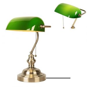 JCPYIUL Lampe de Banquier Verte, lampe de bureau, Chevet R&eacute;tro, Lecture E27 Lampe de Table, Interrupteur &agrave; Tirette en Laiton Vintage Lampe de Chevet pour La Chambre (CZJKJ, neuf)
