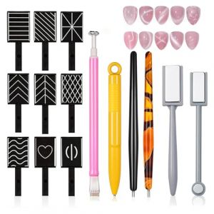 15 Pièces Outil De Nail Art Stylo Magnétique, Ensemble De Bâtons Magnétiques Pour Stylo d'Aimant d'Ongle Et Crayon d'Aimant Fort Pointillant Des Stylos Pour Le Vernis Gel Uv Pour Les Yeux De Chat (Plenba, neuf)