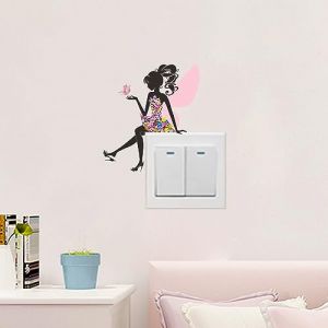 Winhappyhome Lot de 3 petits autocollants muraux pour interrupteur de porte, chambre à coucher, chambre d'enfant, papillon et fée, Wall Stickers 01 (Winhappyhome FR, neuf)
