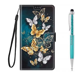 Grandoin Coque pour Samsung Galaxy A33 5G, Mode Créatif Effet Bookstyle Désign Étui de Protection Housse en PU Cuir avec Portefeuille Fermeture Magnétique Fentes pour Cartes (Papillon 3) (Grandoin FR Store, neuf)