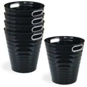 Waytex Lot de 5 Corbeilles &agrave; papier en plastique design moderne pour bureau, chambre, salle de bain &ndash;Poubelle de bureau Contenance 12,5L &ndash; Couleur Noir (AVETIC, neuf)