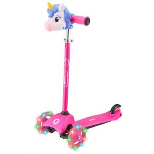 EVO Mini trottinette lumineuse avec roues lumineuses pour enfants | Trottinette à pousser pour enfants avec poignées réglables en hauteur | Trottinette à 3 roues pour enfants de 2 ans et plus (rose) (Humbi Toys, neuf)