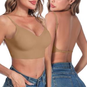 G&eacute;n&eacute;rique Soutien Gorge Dos Nu Invisible Soutien Gorge Push Up pour Femme Deep V Soutien Gorge sans Armature Brassiere Dos Bas en U Soutien Gorge Dos Transparent Soutiens-gorge (OKrjhu, neuf)