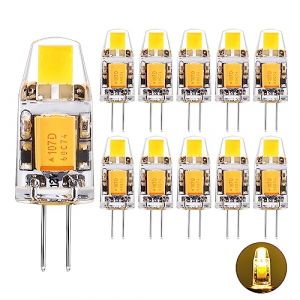 SGEPLED Ampoule LED G4 12V AC/DC 1.2W &Eacute;quivalent 10W Halog&egrave;ne, Blanc Chaud 2700K, 360&deg; Angle de Faisceau, COB Lampe &agrave; &Eacute;conomie d'&Eacute;nergie pour Lustre, Murale, Lot de 10 (SGEPLED, neuf)