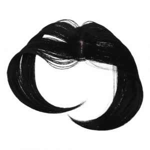 DECHOUS Perruque Fluffy Femme avec Frange Milieu Naturelle Coupe Courte Topper Cosplay Halloween Punk Rock Cheveux Résistants Aux Nœuds Noir Naturel (Delicious.C, neuf)