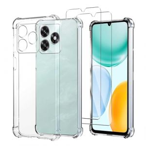 JDXHFF Coque Compatible avec Honor X5c Plus (6.74") Transparent Housse et 2 Pi&egrave;ces Verre tremp&eacute; &eacute;cran Film Protecteur - Bumper &Eacute;tui Souple Silicone TPU Case Cover Clear (LIUHELIN, neuf)