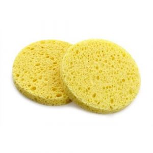 Éponges Végétales Séches Rondes Cellulose Jaune D7*1cm x2 (Coiffstore, neuf)