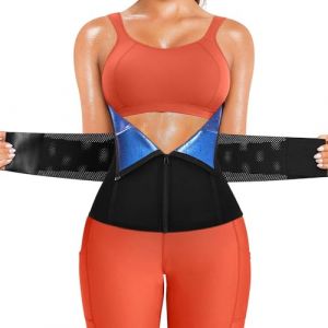 XFSRG Ceinture Abdominale Femme Minceur Gaine Sport Ventre Plat Ceinture Homme Ceinture de Sudation Fitness Id&eacute;al pour PilatesRunninget Activit&eacute;s Quotidiennes (Noir, Bleu, L) (CAM SELFSELL, neuf)