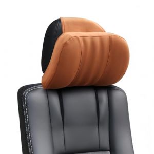 GOEDCH Oreiller de voiture en mousse &agrave; m&eacute;moire de forme : 29 x 22 x 12 cm Coussin de nuque de voiture Marron Coussin en coton &agrave; m&eacute;moire de forme Accessoire de voiture pour les trajets de longue (VENIZELOU-EC, neuf)