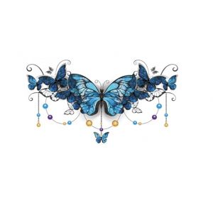 ARYU 2 Feuilles D'Autocollants De Tatouage De Couleur Papillon Bleu, ImperméAbles Et Durables (XCTT, neuf)