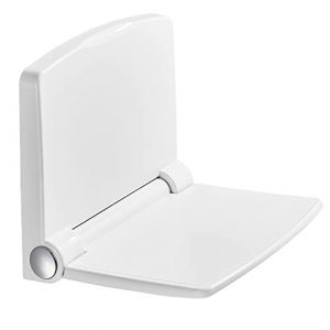 Heuffe Siège de Douche Rabattable Épais avec Dossier Mural - 200kg Portée Max, Tabouret Pliable Adulte/PMR, Surface Anti-Dérapante, ABS Blanc pour Salle de Bain (Longway-Heuffe, neuf)