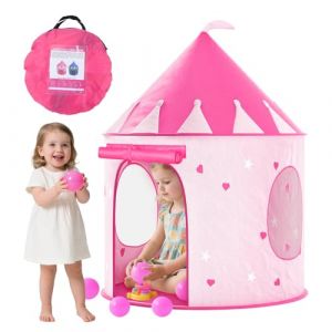 Tente de Jeux Enfant Interieur: Tente Château de Princesse - Tipi Portable Pliable pour Enfants pour Garçons et Filles - Cadeau pour Enfants (Pink) (MoKeTing, neuf)