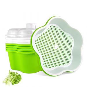 KAWAAN 4 Pi&egrave;ces Kit de Germination de Graines,Kit de Culture de germes de Haricots, Plateau de Germination de Graines, Germoir pour Graines &agrave; Germer, Germoir avec Couvercle, Bac &agrave; Semis pour Haricots (KAWAAN, neuf)