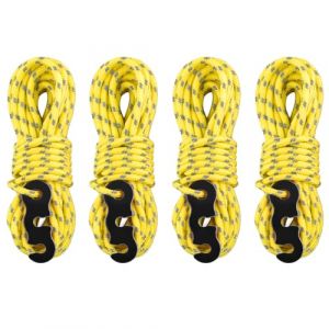 TRIWONDER Corde de Tente Réfléchissante 4 m Corde Nylon Diamètre 3 mm Cordelette Camping avec Tendeur pour Camping Tente Auvent Randonnée (Jaune (Φ3mm) - 4 Pièces) (TRIWONDER (FR), neuf)