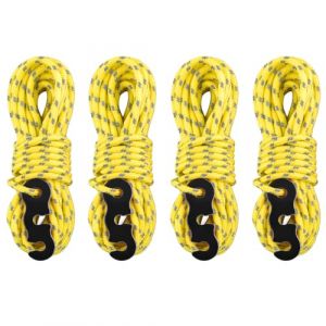 TRIWONDER Corde de Tente Réfléchissante 4 m Corde Nylon Diamètre 3 mm Cordelette Camping avec Tendeur pour Camping Tente Auvent Randonnée (Jaune (?3mm) - 4 Pièces) (TRIWONDER (FR), neuf)