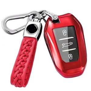 【5 Couleurs】Z.MYUKI Neuer Grandland X Coque clé avec porte Clef pour Opel Neuer Grandland X 2017-2022 2023 Accessoire original Protection clé (Rouge) (Z.MYUKI-EU, neuf)