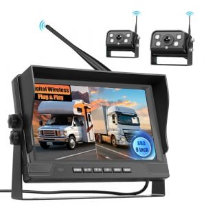 Fuluku 2 caméra de recul sans Fil avec Moniteur 9'‘ IPS Moniteur, Grand Angle Caméra de recul pour Camion/Voiture/camionnette/Camping Car kit Camera 12V 24V, Enregistrement en Boucle, Étanchéité IP68 (Fuluku Direct, neuf)