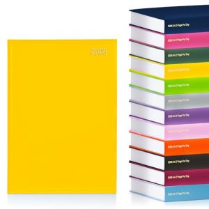 evelay evelay Agenda 2026 2 pages par jour &agrave; couverture rigide pour &eacute;cole, maison, bureau et usage personnel Jaune Format A4 (Click-it-, neuf)