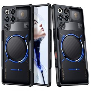 Guizzcg pour ZTE Nubia Red Magic 11 Pro / 11 Pro+ Coque, Coque ultramince l&eacute;g&egrave;re, Pare-chocs TPU souple + Dos acrylique transparent, Coque de protection avec airbags antichute antichoc, Noir (Guizzcg-fr, neuf)