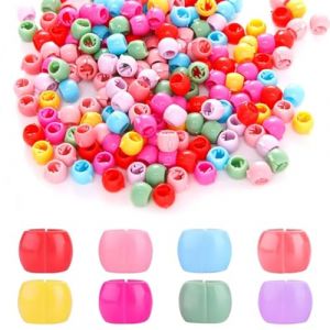 Lot de 100 perles &agrave; cheveux color&eacute;es &agrave; clipser, rondes, en plastique, pour cheveux de filles, enfants, mini pinces &agrave; cheveux, perles pour queue de cheval et tresse (XiLai-shop, neuf)