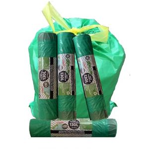 Lot 40 sacs poubelle 130 L, recyclé et 100% recyclable avec lien coulissant, écologique, rigide étanche pratique, durable. Livré en 4 rouleaux de 10 sacs. Tri sélectif, recyclage éco-responsable. (ATLAS SOL, neuf)
