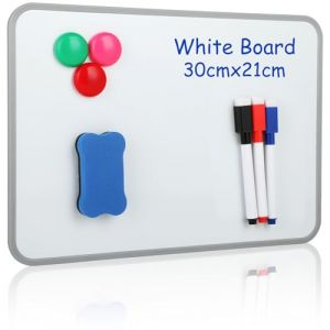 Ensemble de tableau blanc effacable - tableau magnetique enfant format A4 (30 x 21 cm) - Tableau blanc effacable - Tableau blanc effacable magnetique -gomme et aimants, idéal pour l'enseignement (Dandestore, neuf)