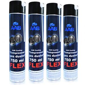 AABCOOLING Compressed Gas Duster FLEX 750ml - 4 Pièces - Bombe Depoussierante Avec un Tube Flexible, Bombe d'air Sec, Bouteille Air Comprimé pour Informatique Matériel, Aérosol Dépoussiérant PC (AAB Seller FR, neuf)
