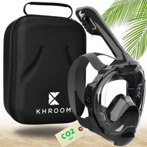 Khroom Masque de plongée en apnée pour Adultes et Enfants - Seaview Y | sans Danger au Niveau du CO2 | Masque intégral | Équipement de plongée avec Masque Complet / Easy-Breathing (L-XL Noir + étui) (Varento, neuf)