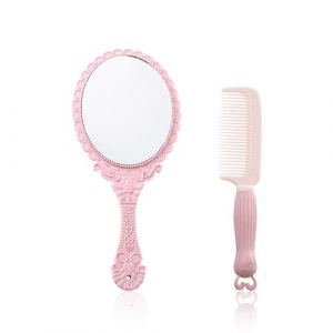 1 Pi&egrave;ce Miroir De Maquillage R&eacute;tro Et 1 Peigne, Miroir &Agrave; Poign&eacute;e En Or Rose, Miroir &Agrave; Main Portable, Miroir Portable Compact. (CHARLES MCAULEY, neuf)