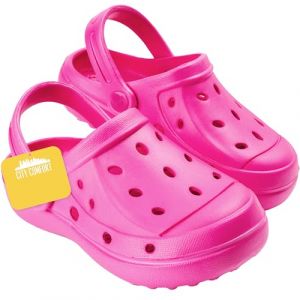 CityComfort Sabots Enfant Fille Chaussures de Jardin &Eacute;t&eacute; Tie Dye avec Bride Sabots Enfant Plage Piscine Int&eacute;rieur (33/34 EU, Fuchsia N&eacute;on) (Get Trend., neuf)