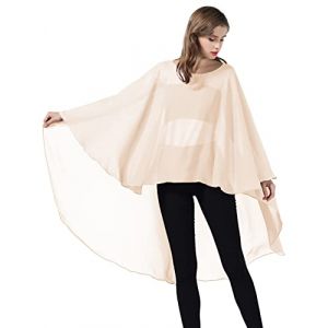 BEAUTELICATE Châle Étole en Mousseline de Soie Léger Cape Poncho Ample De Mariage D’été Soirée Femme Mariée Demoiselle d'honneur(Taille Unique, Champagne) (BEAUTELICATE-FR, neuf)