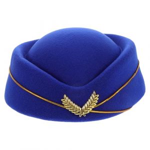 DEARMAMY chapeau d'hôtesse chapeau de fete Chapeau de fête chapeau d'uniforme d'hôtesse de l'air bonnet d'hôtesse en laine chapeau cosplay femme robe de pilote de vol femme Imitation Monny (Liiane, neuf)