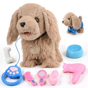 Vankarr Chien Interactif Jouet Enfant,avec Laisse Peluche Chien Jouet Enfant,Chien Qui Marche et aboie, &Eacute;lectronique Chiens Jouets Enfants,Jeu de R&ocirc;le Cadeau pour Gar&ccedil;on Fille 2 3 4 Ans(Brun) (Gazmoonwalk Trade Kft., neuf)