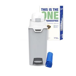 DIAPER CHAMP Handsfree Medium - incl 10 sacs ECO gratuits - Poubelle &agrave; couches anti-odeurs - mains libre - capacit&eacute; id&eacute;ale - cr&egrave;ches, micro-cr&egrave;ches, MAM - Sans cassettes de recharge - Gris (Diaper Champ, neuf)