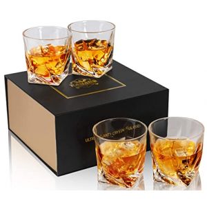 KANARS Verre à Whisky, Verres a Whiskey en Cristal pour Scotch, Whisky, Martini, Cognac, 300 ml, Lot de 4 Pièces, Belle Boîte Cadeau (KANARS Crystal, neuf)