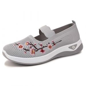 Chaussures Orthopédiques Femme - Basket de Marche Mode et Sport Respirant Confort Chic Leger Chaussures sans Lacets Femme à Motifs Floraux Orthopédique Basket sans Lacet (ZAOOON, neuf)