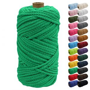 Uiopa 5mm Corde Macramé, 90m Corde en Coton Macramé, Cordelette Naturel Fil Macramé de Tressée DIY pour Cintres de Plantes, Tenture Murale, Attrape-Rêves, Jardin, Projets de Bricolage (XEYUAN, neuf)