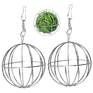 Molyorch 2 Pièces Boule de Foin Animaux, Lapin Alimentation Boule, Pet Herbe Boule Acier Inoxydable, pour L'alimentation des Lapins, Cobayes, Hamsters (Argent) (Morlight, neuf)
